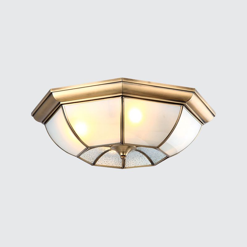 Plafoniera da soffitto a incasso da 14"/18"/22" W 3/4/6 luci per camera da letto coloniale con paralume in vetro smerigliato ottagonale in ottone