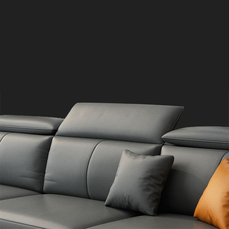 Modern Cushion Back Sectional Sofa 33.46"High Sloped Arms Sectionals with Storage, Grey