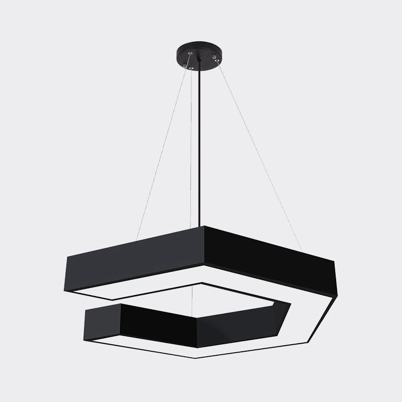 Geometric Pendant Lighting Modern Metal Led Black Hanging Ceiling Lamp for Office, 19.5"/23.5"/31.5" Wide
