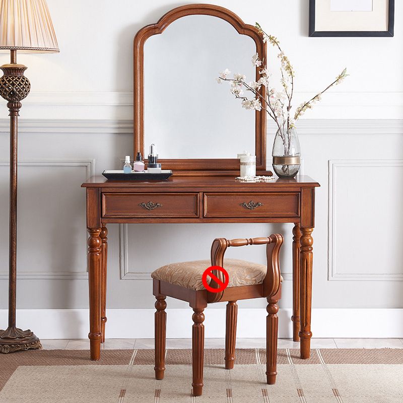 Mirrored Vanity Table Traditional Solid Wood Vanity Desk in Brown