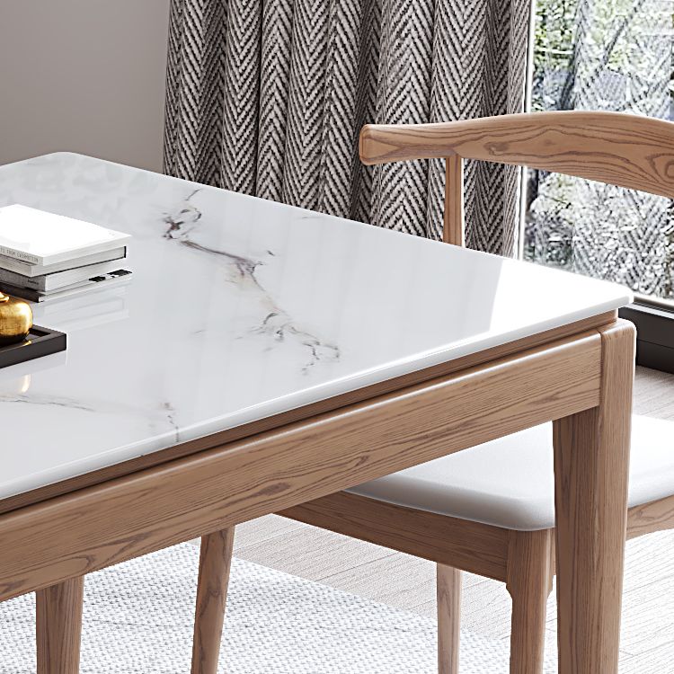 Modern Sintered Stone Standard Dining Set Rectangle Table White Dining Set With 4 Legs Base