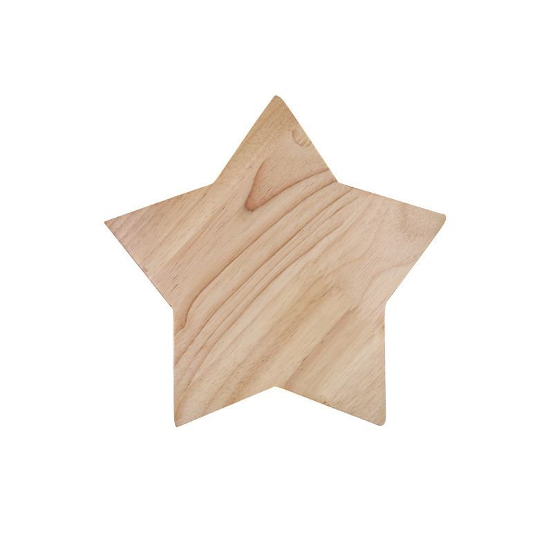 Modern LED Sconce Light Fixture Wood Star-Shaped Wall Sconce Lighting with Wooden Shade