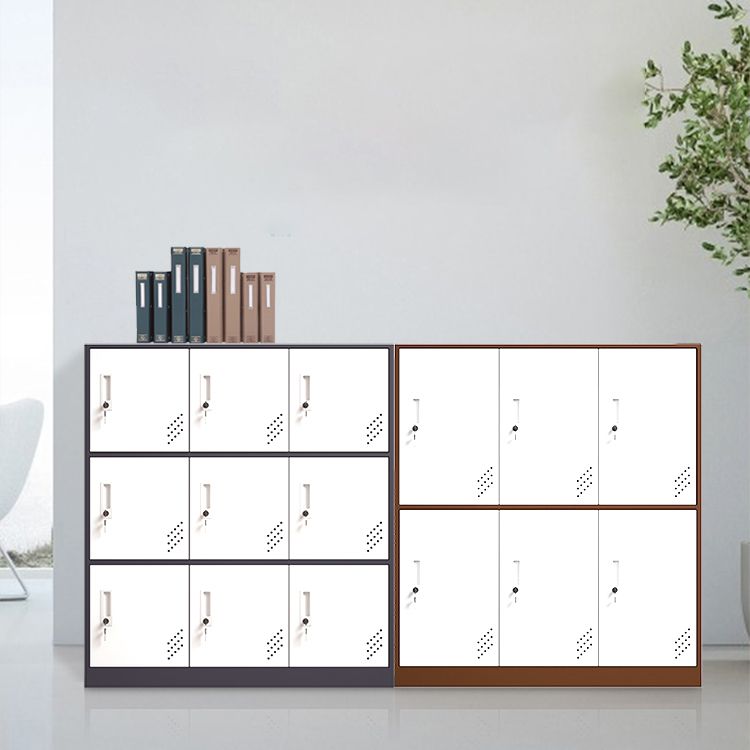 Matte Finish Steel Storage Cabinet with Hinged Doors Contemporary Non-Hanging Armoire