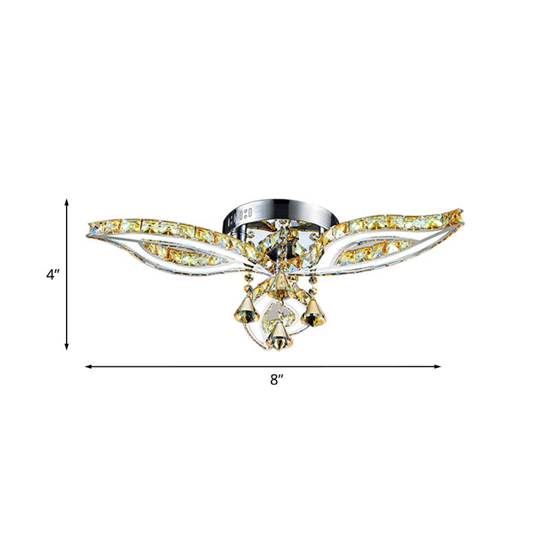 Blattschlafzimmer Halbmontage Beleuchtung zeitgenössischer Bernsteinkristall LED Chrom Flushmount