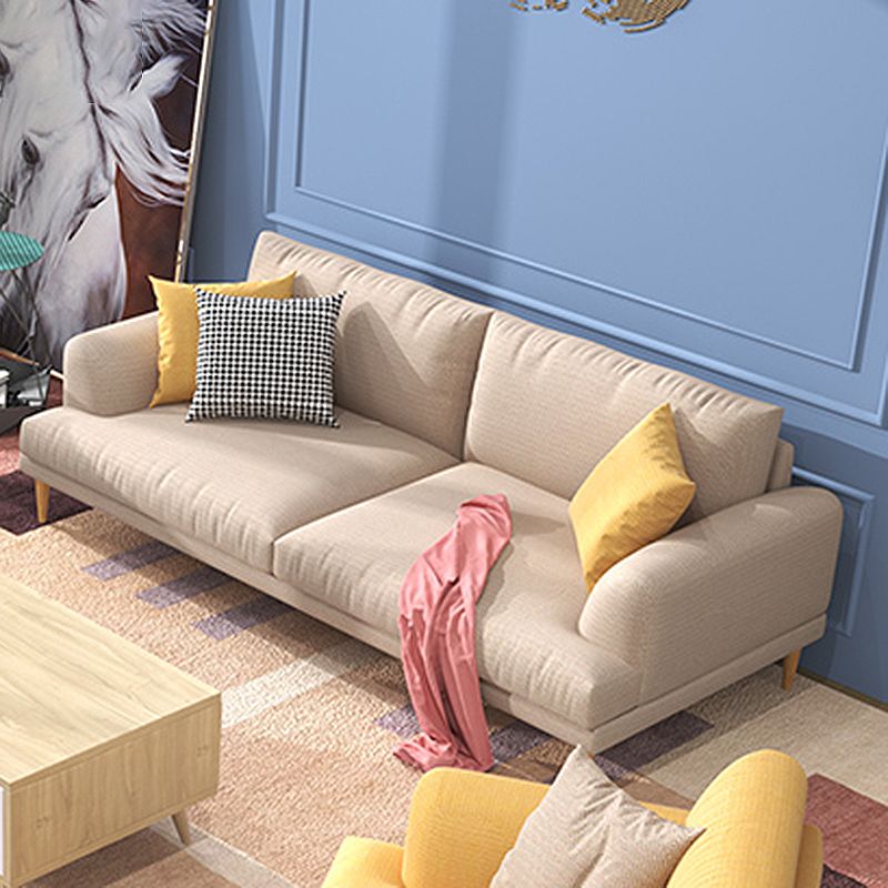 Stationary Living Room Recessed Arm Standard Modern Beige Sofa