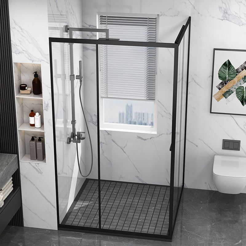 Tempered Shower Bath Door Transparent Metal Framed Grey Shower Door