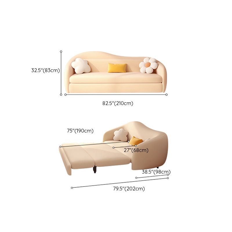 Upholstered Sleeper Sofa in Light Yellow Modernism Curved Sleeper Sofa