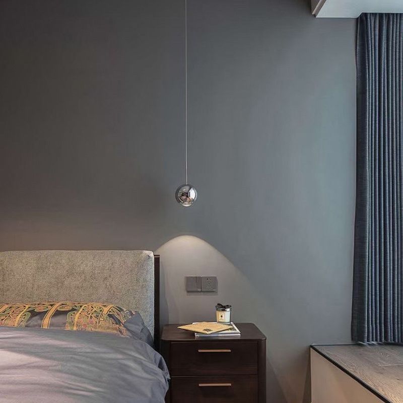 Spherical Shade Hanging Lighting Postmodern Style Metal 1 Lights Pendant Lamp for Bedroom