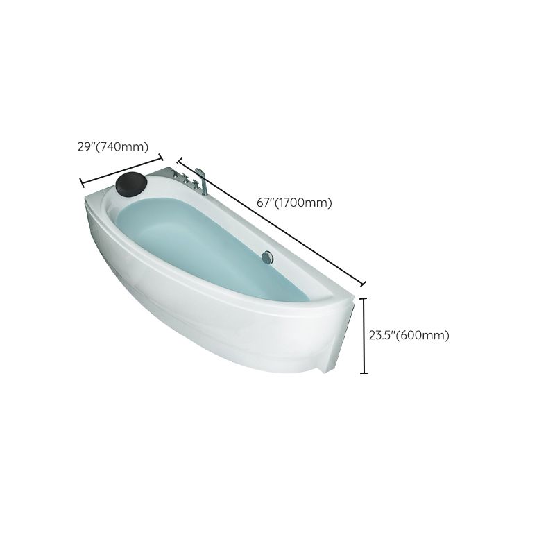 Back to Wall Corner Bathtub Acrylic White Modern Soaking Bath