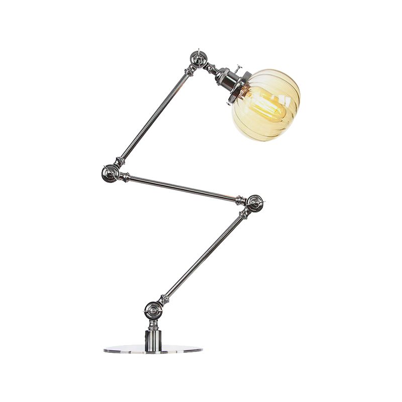 Éclairage de table globale en verre ambre / transparent vintage élégant 1 lampe de table finale noire / bronze claire pour chambre à coucher