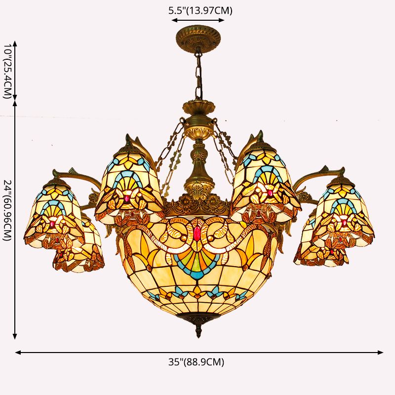 Sputnik Pendante en fer forgé dans Tiffany Creative Style Glass Sanging Lamping for Dining Room
