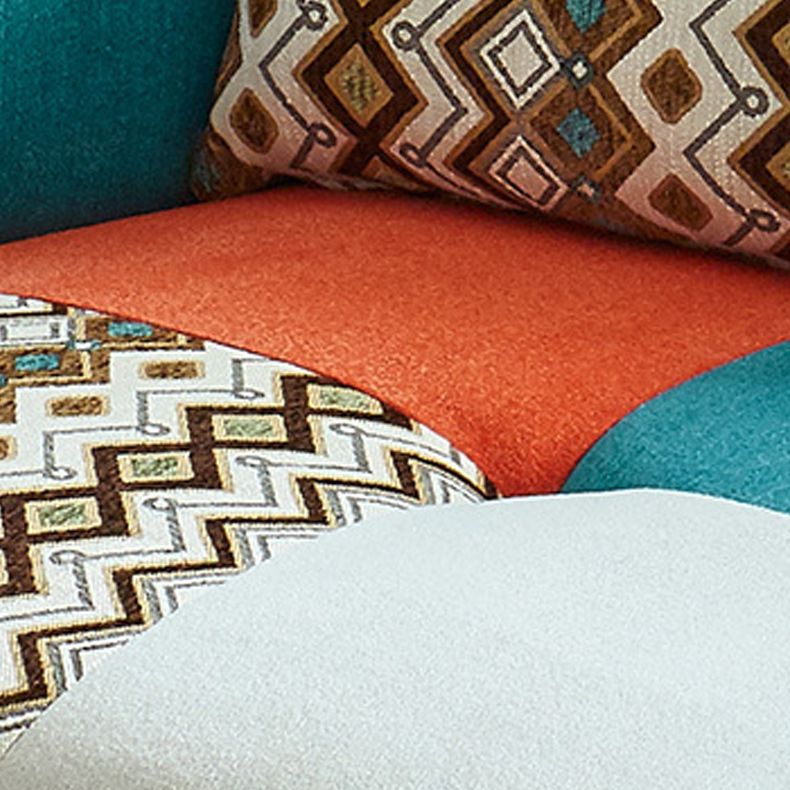 Contemporary Cotton Blend Loveseat with Flared Arm and 2 Pillows