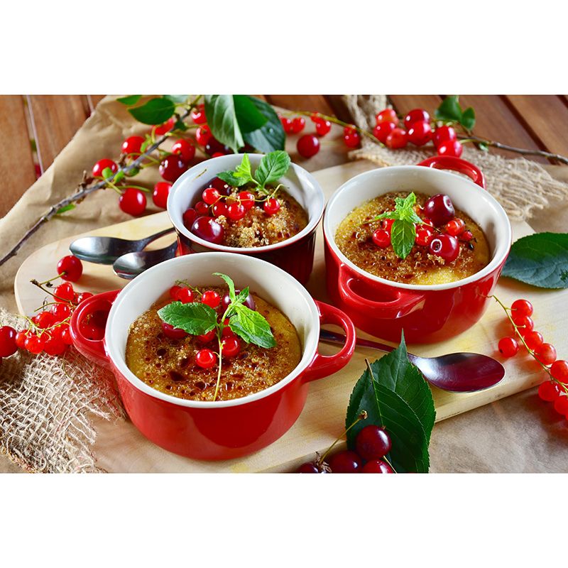 Contemporary Photography Mural with Caramel Pudding Pattern Decorative Dessert Shop Wall Covering