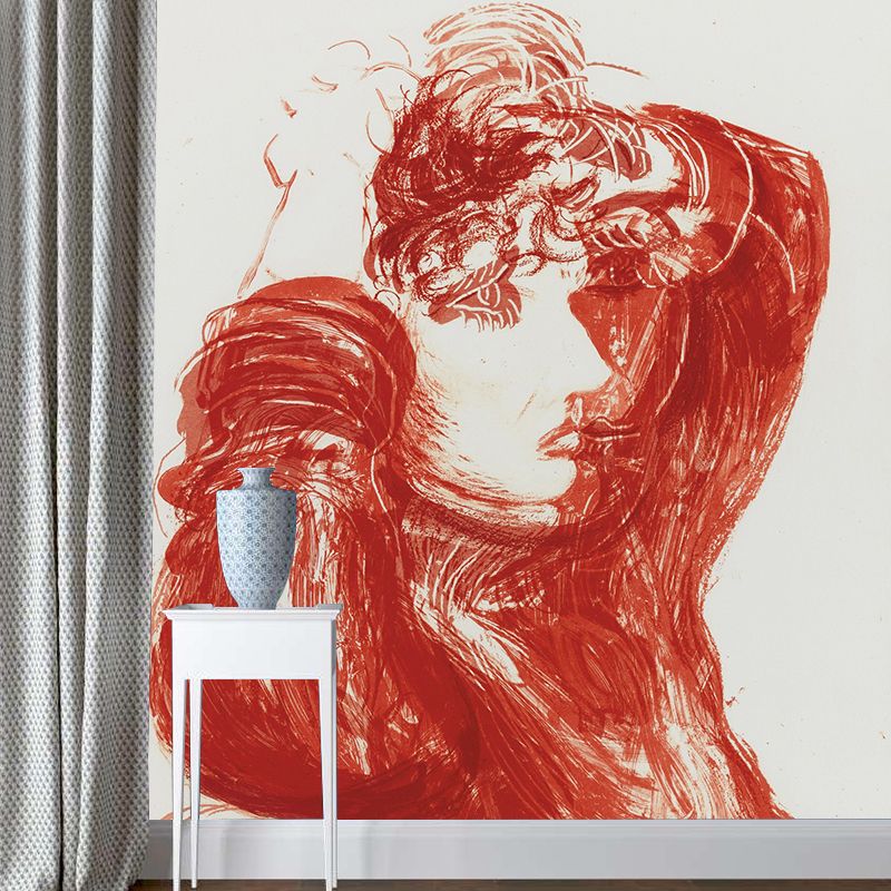 Hockney Painting Red Celia Murals Artistry Stain Resistant Bedroom Wall Decor, Made to Measure