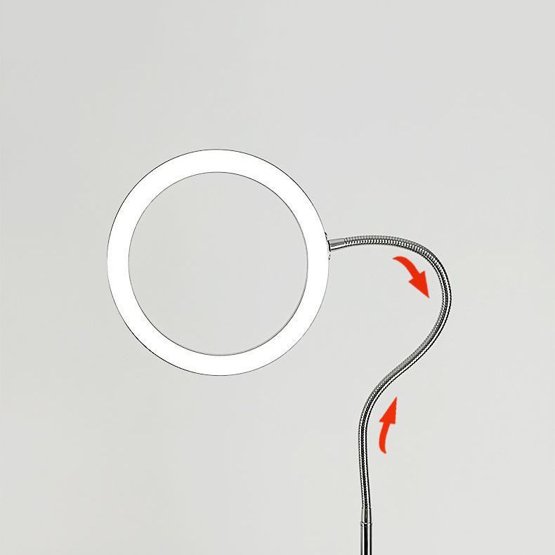 Aluminum O-shaped LED Floor Light Simple Silver Gooseneck Standing Light