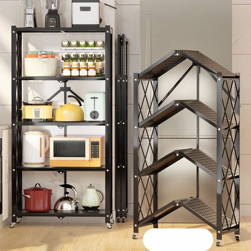 Contemporary Etagere Bookcase  Black Shelf Steel Freestanding Open Back Shelf