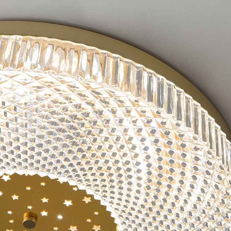 Modern Circular LED Flush Mount Lighting Golden / Black Ceiling Light for Bedroom