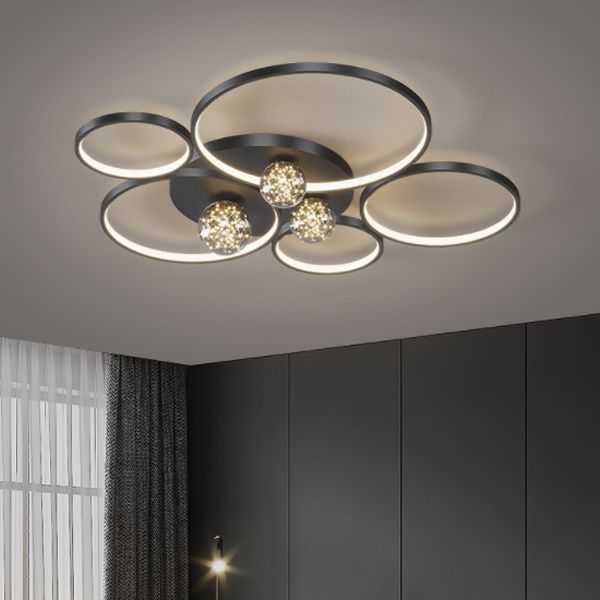 Round Shape LED Ceiling Lamp Modern Iron 8 Lights Flush Mount for Living Room