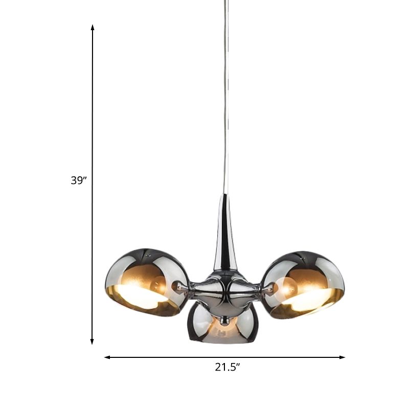 Ciotola cromata illuminazione per lampadario postmoderno 3/5 luci specchio a sospensione in vetro luce per sala da pranzo