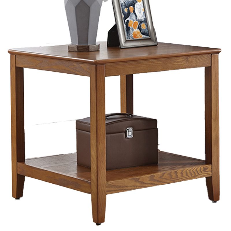 Modern Square / Rectangle Top Side Table Wooden 4 Legs End Table with Shelf