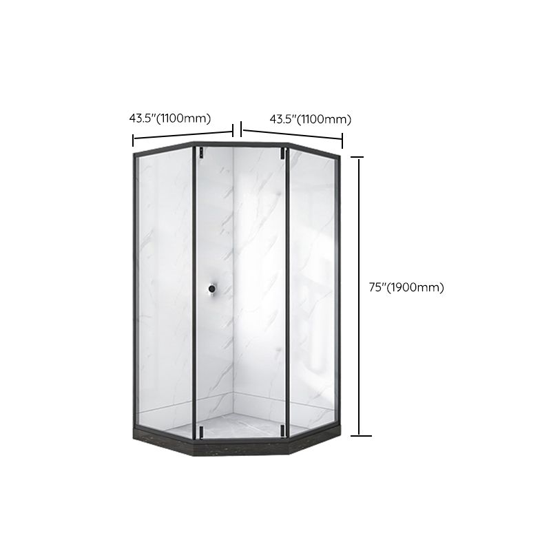 Single Sliding Neo-Angle Shower Enclosure Tempered Glass Stainless Steel Shower Stall