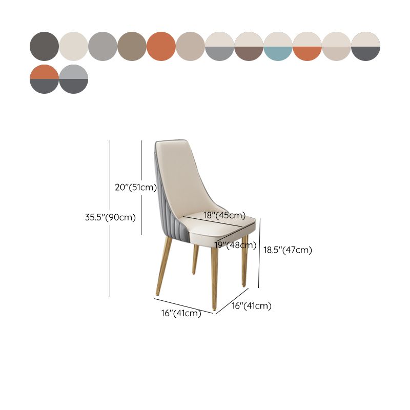 Glam Style Side Chair Leather Parsons Back Dining Chair for Home