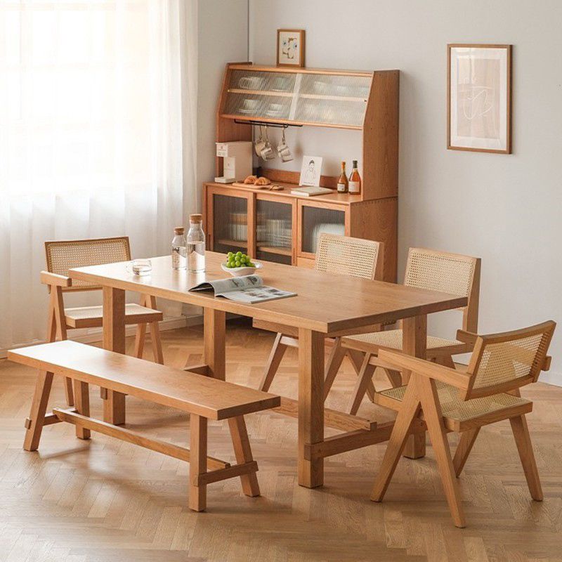 Industrial 1/4/6 Pieces Dining Set Rectangle Pine Wood Dining Table for Dining Room