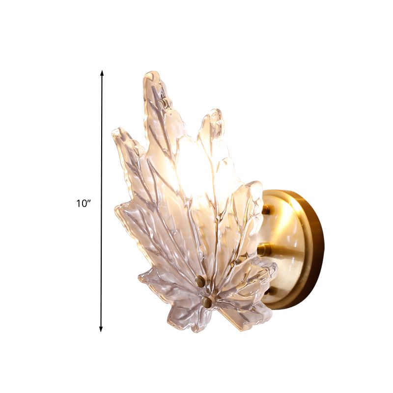 1 Bulb Wall Light Sconce Traditional Living Room LED Wall Lighting Fixture with Maple Clear Glass Shade