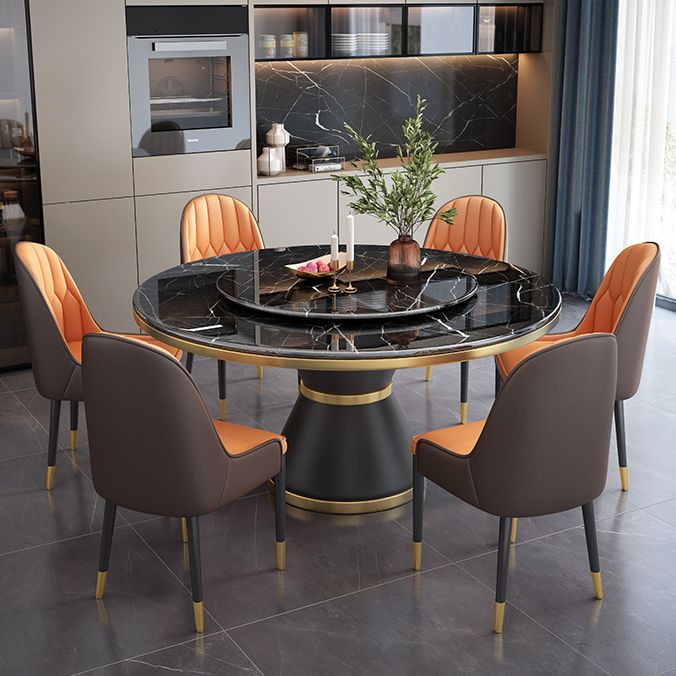 Marble Dining Table Luxury Style Single Pedestal Base Table for Dining Room
