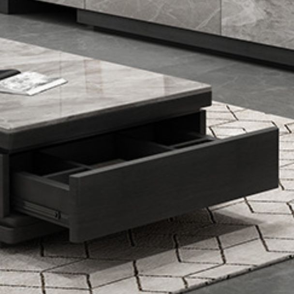 Pedestal Base Coffee Table with 3 Storage Drawers and Shelf in Grey