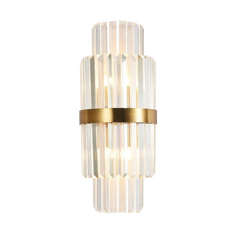 Crystal Half-Cylinder Shape Wall Light Modern Style 2 Lights Wall Light Sconce