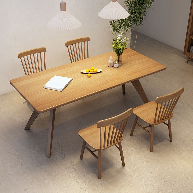 Industrial Style Dinette Table Solid Wood Rectangle Dinner Table in Brown