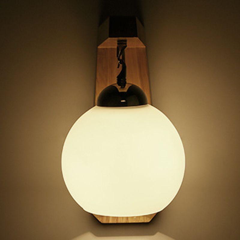 Modern Style Orb Wall Light Sconces Wood 1 Light Wall Lighting Ideas