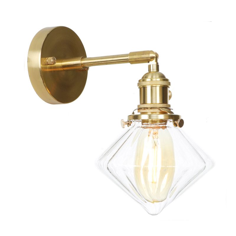 Goemetric Shade Wall Lighting Industrial Style Glass 1 Light Sconce Light