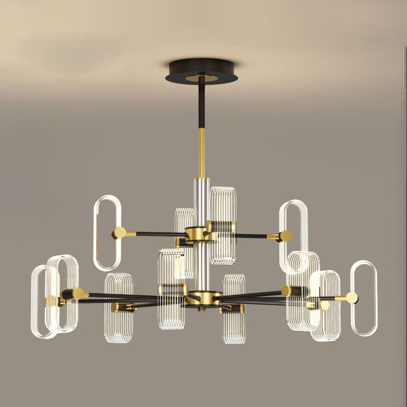 Black Metal Ceiling Hung Fixtures Minimalism LED Sputnik Pendant Lighting