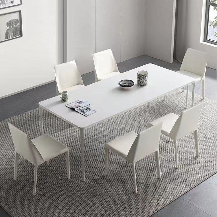 Contemporary 1/2/4/5/6/7 Pieces Furniture Stone Rectangle Dining Chairs Set in White