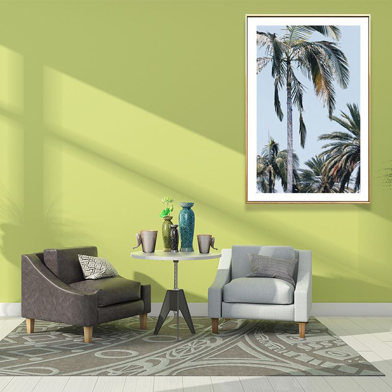 Green Coastal Canvas Wall Art Relaxing Palm Tree Paintings for Parlor, Multiple Sizes