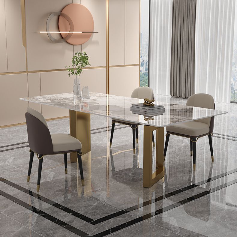 Luxurious Sintered Stone Top Dining Set Rectangle 1/4/5/6 Pieces Dining Room Table Set