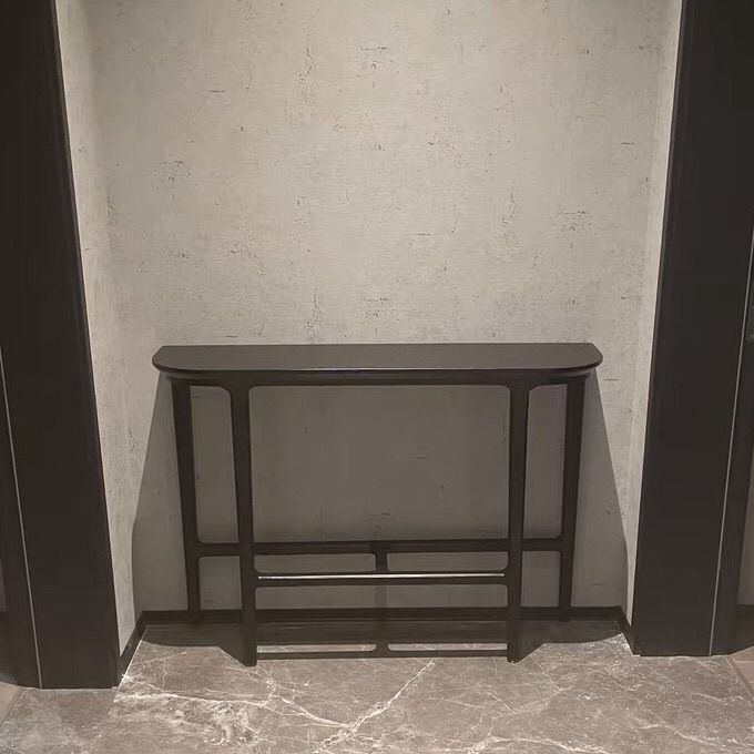 Modern Half Moon Console Table Wooden Console Sofa Table in Black