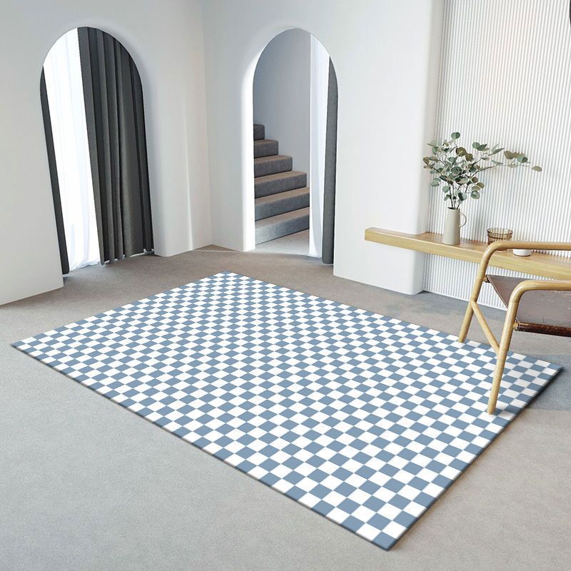 Modern Home Decoration Carpet Plaid Pattern Area Rug Polyester Non-Slip Backing Indoor Carpet