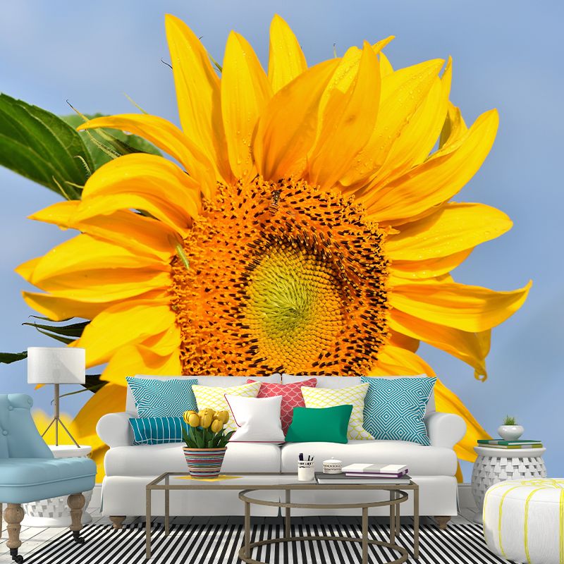 Yellow Sunflower Contemporary Mural Wallpaper for Home Decoration, Waterproofing