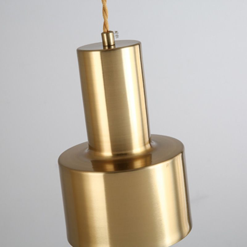 Metal Shaded Pendant Lighting Fixture Simple Style Gold Hanging Lamp Kit for Bedroom