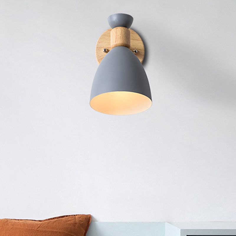 1-Light Wall Sconce Modern Macaron Style Metal Wall Lighting for Bedside