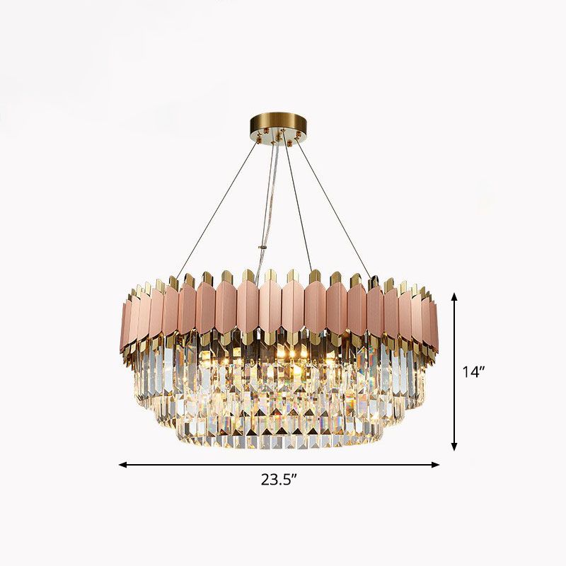 Lumo rotondo a livello tondo Light Light Crystal Living di cristallo prismatico Contemporaneo Appediare in rosa
