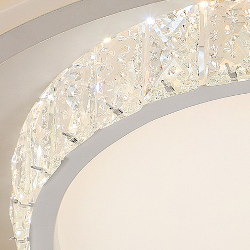 White 2-Tier Flush Light Nordic LED Crystal Ceiling Flush Mount for Living Room