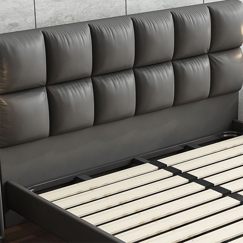 Modern Bed Upholstered Headboard Standard Bed with Metal Legs