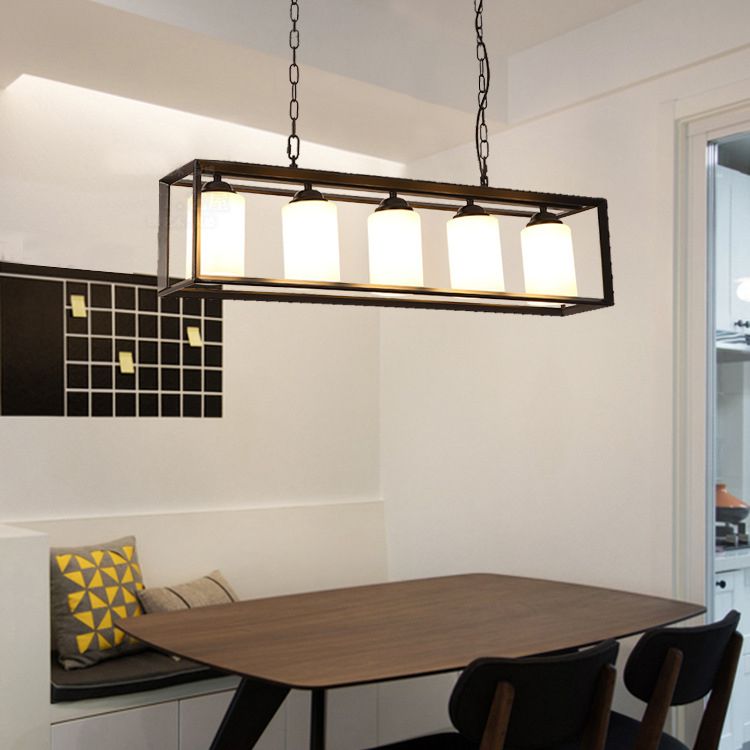 Éclairage d'îlot de cuisine industrielle Rectangle Metal Island Chandelier