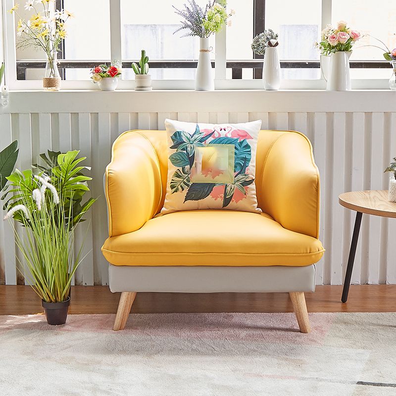 29.53" H Contemporary Faux Leather Slope Arm Sofa for Apartment