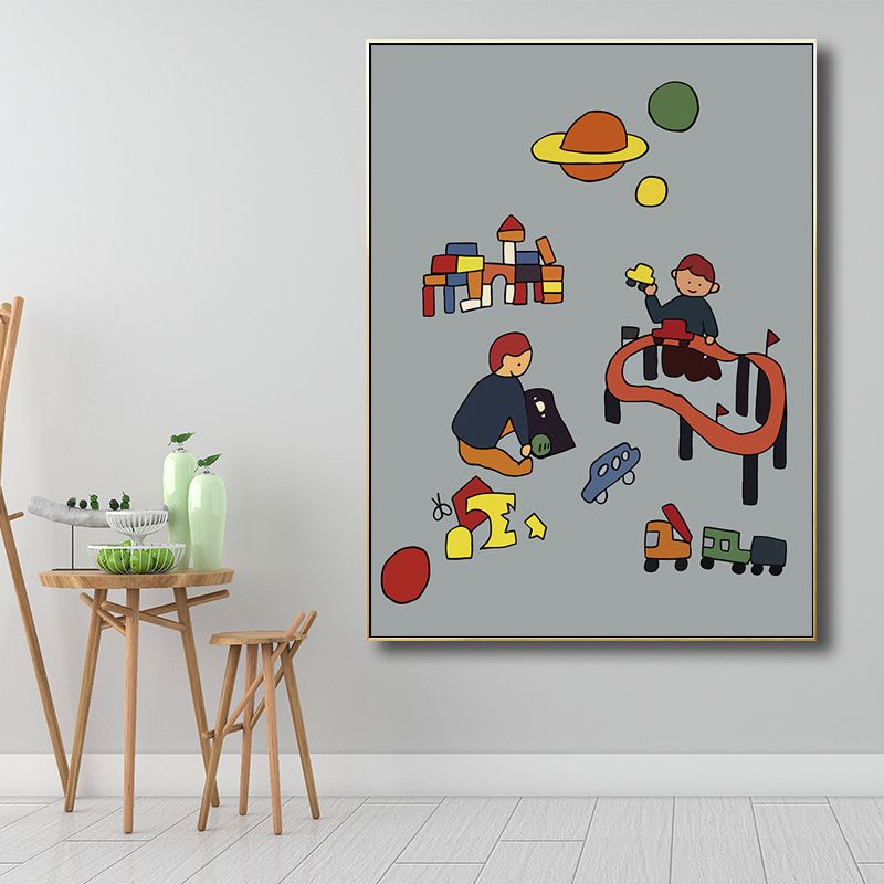Family Moments Drawing Wall Art Pastel Canvas Print Wall Decor, Textured Surface