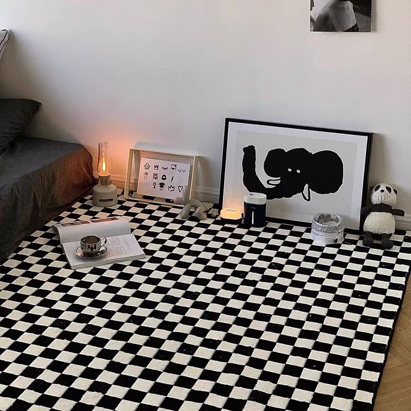 Lattice Rug Synthetic Modern Stain Resistant Backing Washable Rug for Home Decor